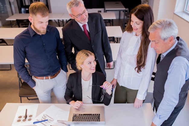 Free Photo an overhead view of confident business team in the office