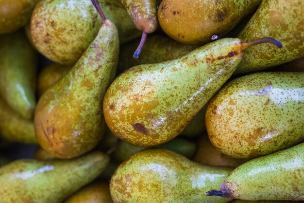 An overhead view of wild little shabby pears