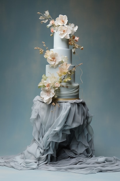 Overloaded cake with cloth and flowers