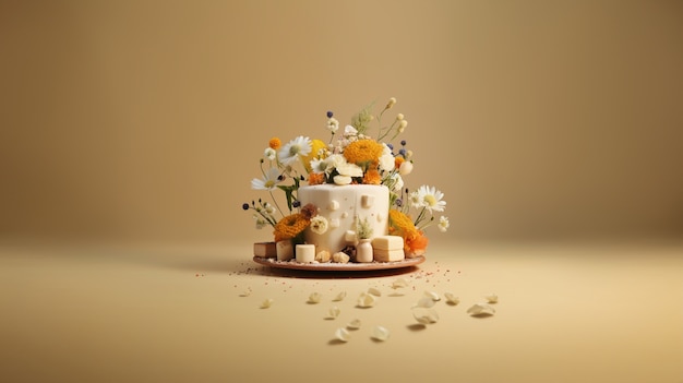 Free photo overloaded cake with flowers