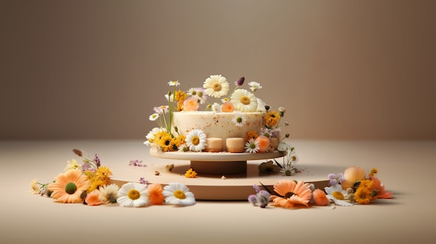 Free photo overloaded cake with flowers