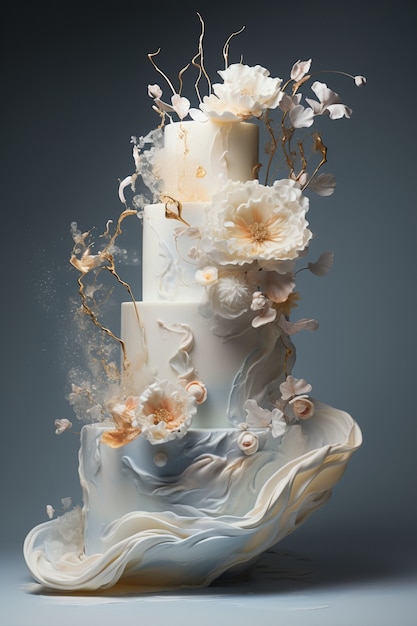 Free Photo overloaded cake with flowers