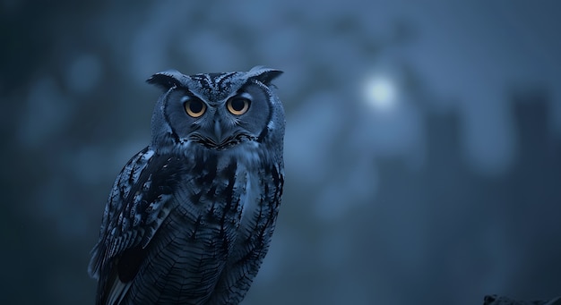 Free Photo owl outdoors in cold nature with dreamy aesthetic