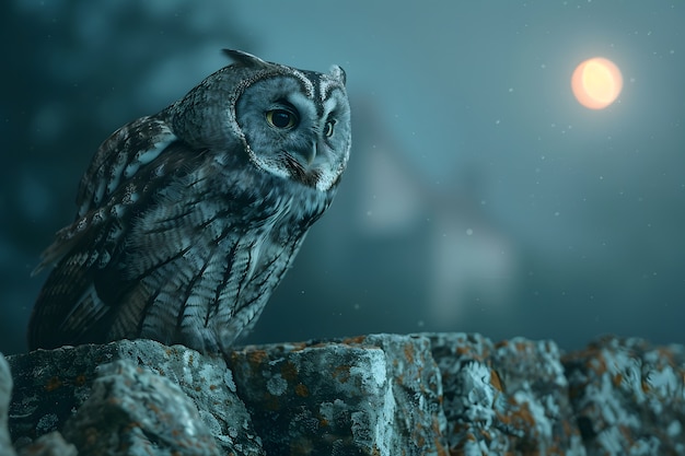 Free Photo owl outdoors in cold nature with dreamy aesthetic