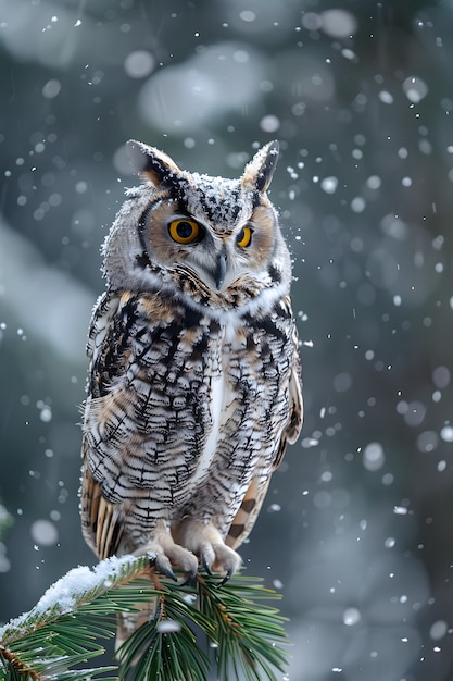 Free photo owl outdoors in cold nature with dreamy aesthetic