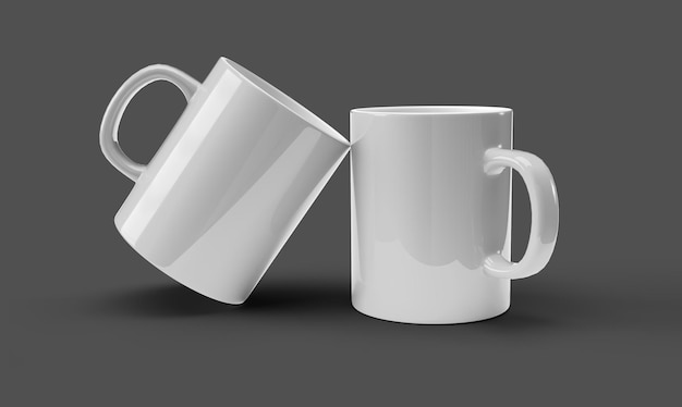 Free photo pack of two white mugs over black surface