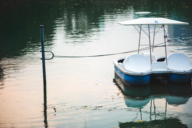 Free Photo paddle boat in a dark lake