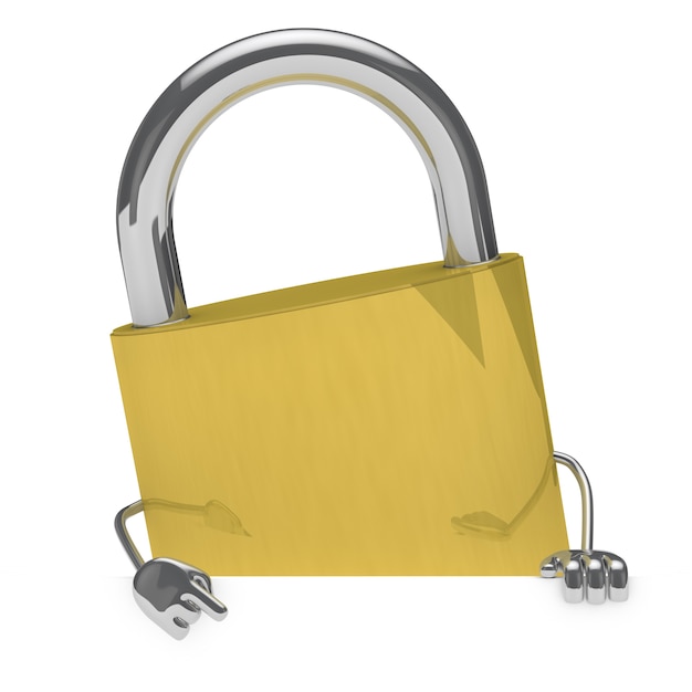 Free Photo padlock with a blank board