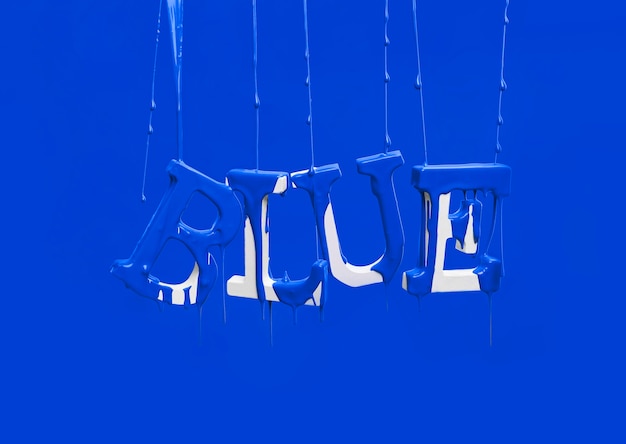 Free Photo paint dripping on floating word blue