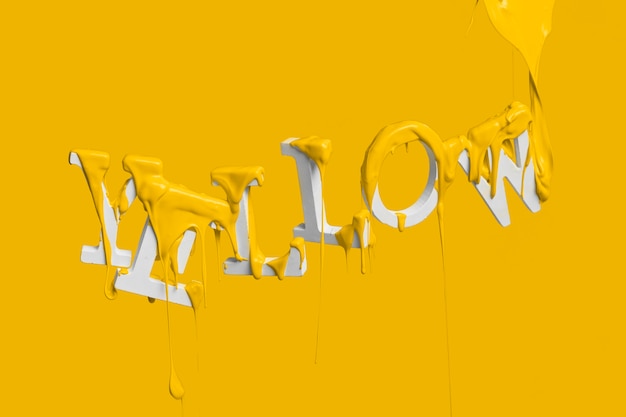 Free Photo paint dripping on floating word yellow