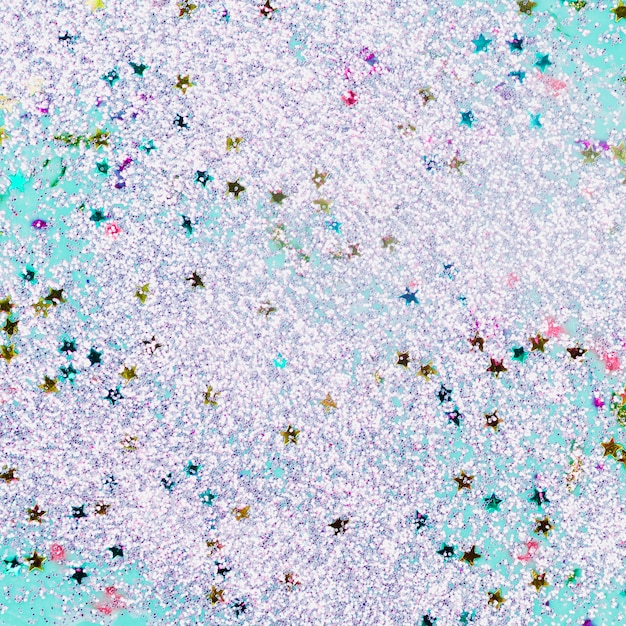 Painted turquoise water with star spangles and sequins 