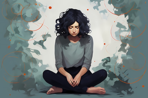 Painting of person suffering from anxiety