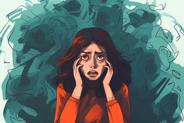 Free Photo painting of person suffering from anxiety