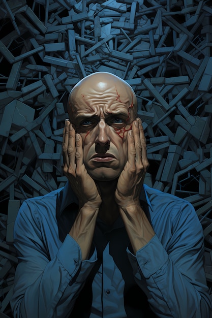 Free photo painting of person suffering from anxiety