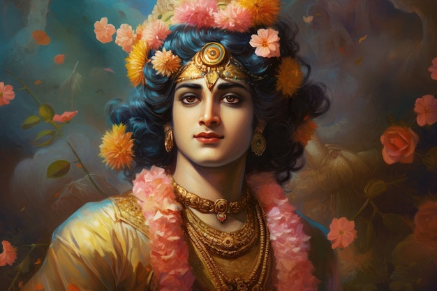 Free photo painting representing krishna