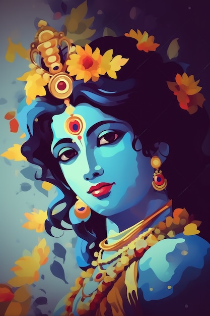 Free photo painting representing krishna