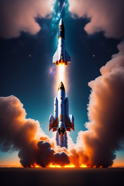 Free photo a painting of a rocket with the words space shuttle on it