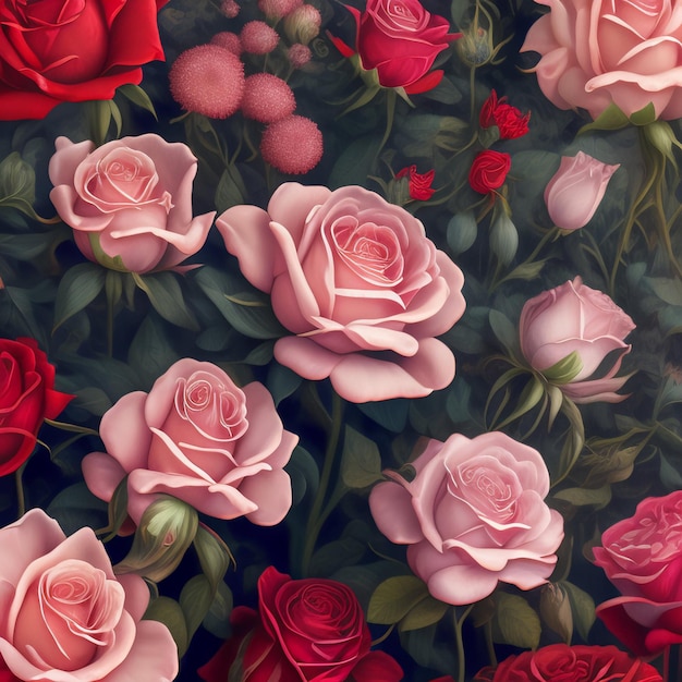 Free photo a painting of roses with the word love on it