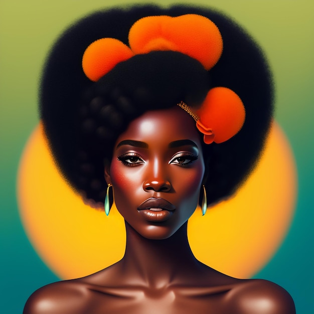 Free photo a painting of a woman with oranges on her hair