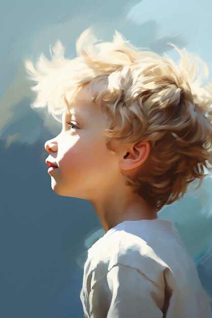 Paintings of cute kid's portrait