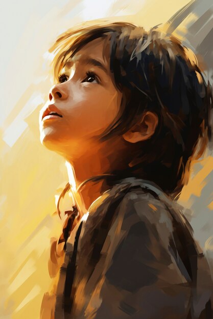 Paintings of cute kid's portrait