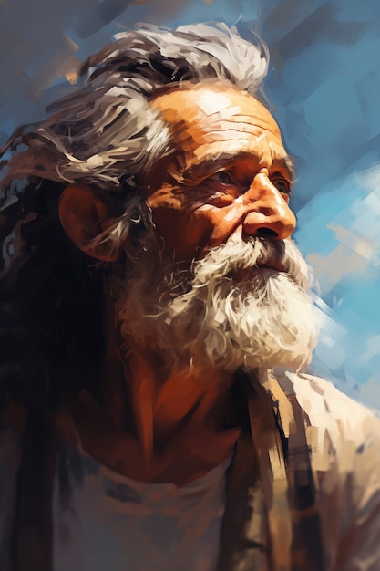 Free photo paintings of old man's portrait