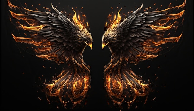 A pair of fiery wings Generative AI