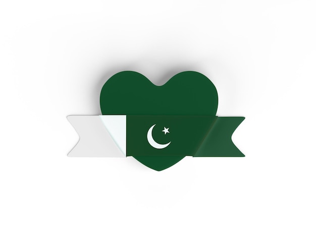 Free photo pakistan flag heart banner