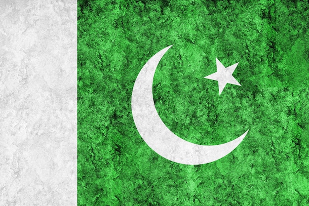 Pakistan Metallic flag, Textured flag, grunge flag