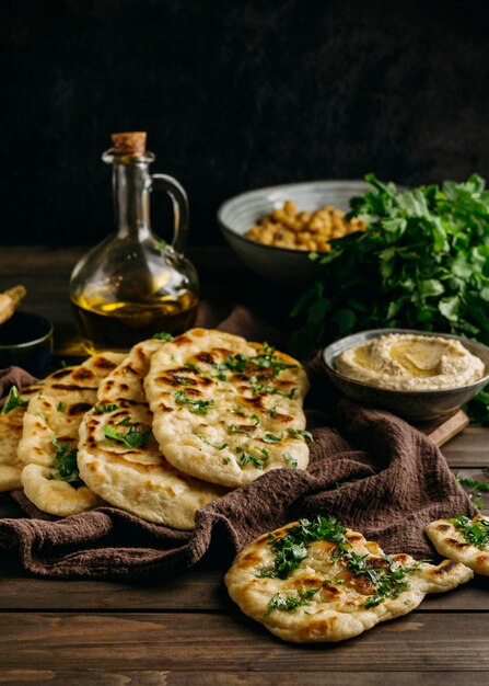 Pakistani dish arrangement high angle