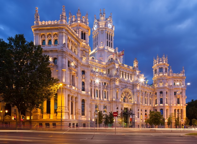 Palace of Communication in summer dusk. Madrid