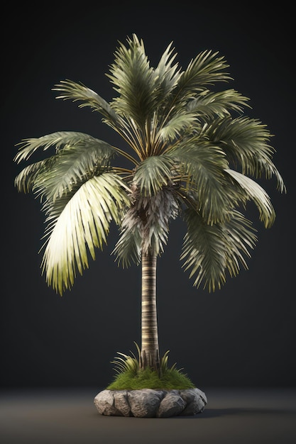 Free photo palm tree isolated on black background