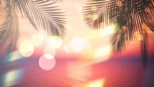 Free Photo palm tree with bokeh effect