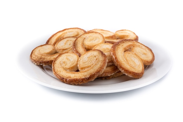 Palmier puff pastry isolated on white background