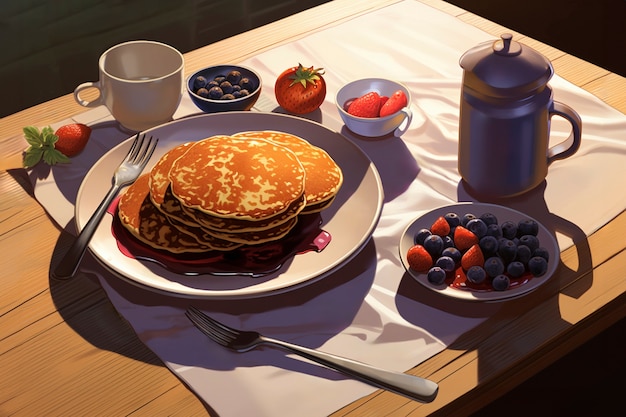 Free photo pancakes in anime style