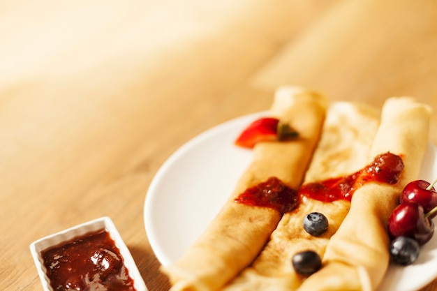 Pancakes with berry sauce