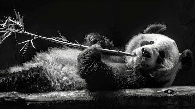 Free photo panda bear portrait in black and white