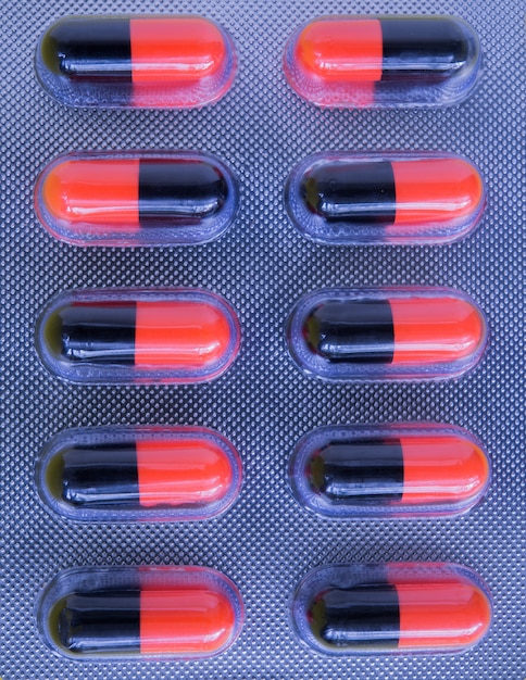 Free Photo panel of capsules medicine pills from doctor order