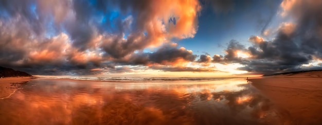 Panoramic view of the beach during sunset