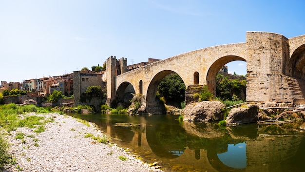 Panoramic view of medieval bridge