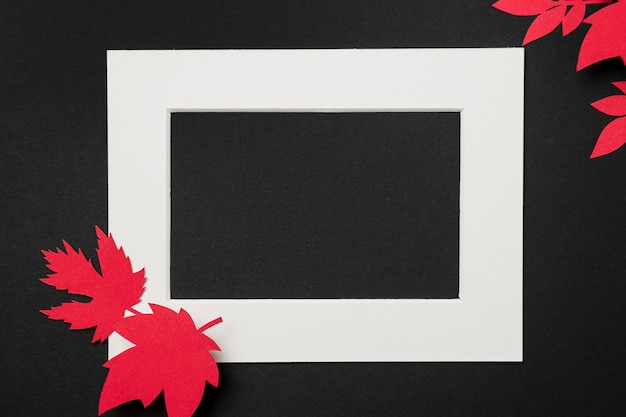 Free Photo paper autumn leaves composition on white frame