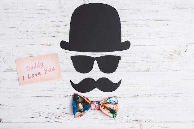 Free photo paper character with mustache, hat and glasses for father's day