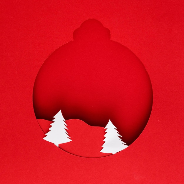 Free photo paper christmas ball with trees