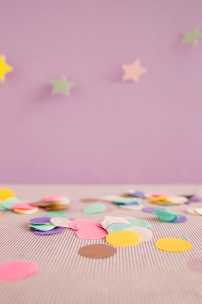 Paper confetti on a table