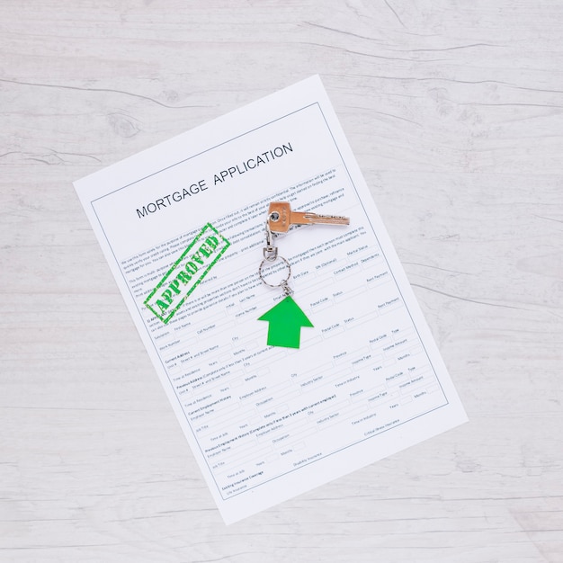 Free photo paper of credit request with green stamp