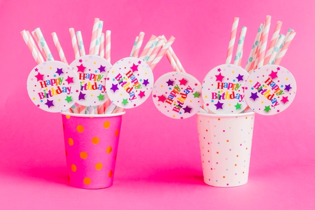 Free photo paper cups with straws