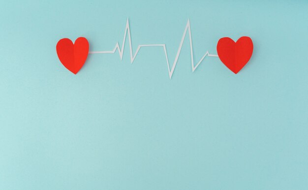 Paper cut of cardiogram of heart rhythm for Valentines Day .