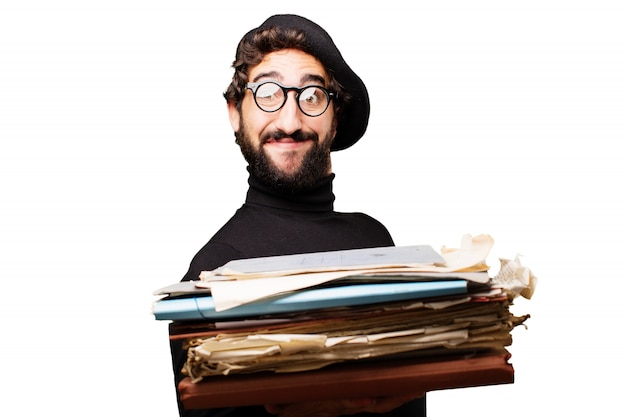 Free photo paper document beard cool young