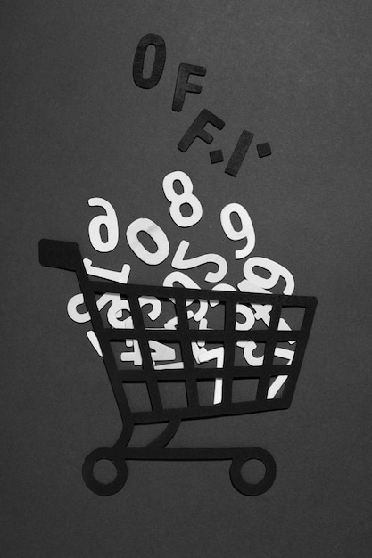 Free Photo paper numbers in shopping cart