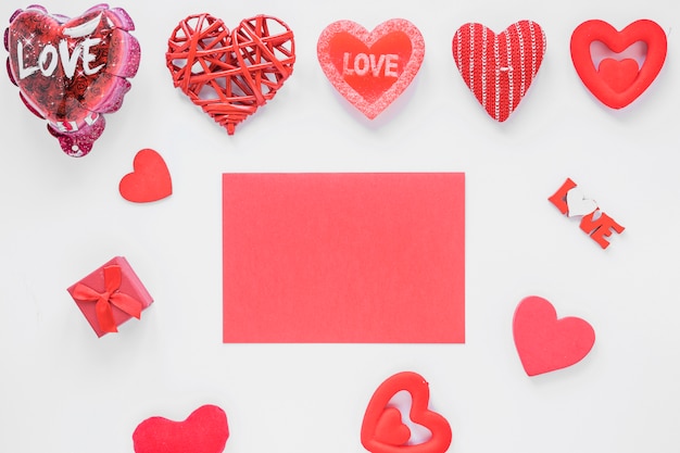 Free photo paper and set of ornament hearts